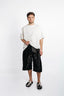 OVERSIZED DROPPED-CROTCH SHORTS IN CALF HAIR