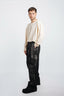 PLEATED WIDE-LEG PANTS IN SELVEDGE DENIM