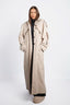WOMEN'S MODULAR LONG TRENCH WITH DETACHABLE HOOD IN BEIGE COTTON